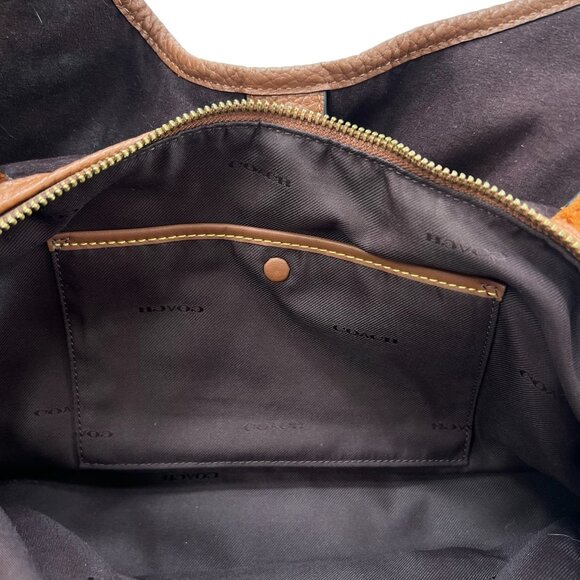 Coach Pebbled Leather Suede Lori Shoulder Bag With Gold Hardware & Zipper Pocket - Picture 11 of 16